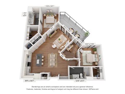 A floor plan of a two-story house with a living room, dining room, kitchen, and two bedrooms.
